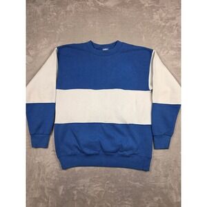 Vintage Santee Sweats Sweatshirt Men XL Fit L Blue White Made in USA